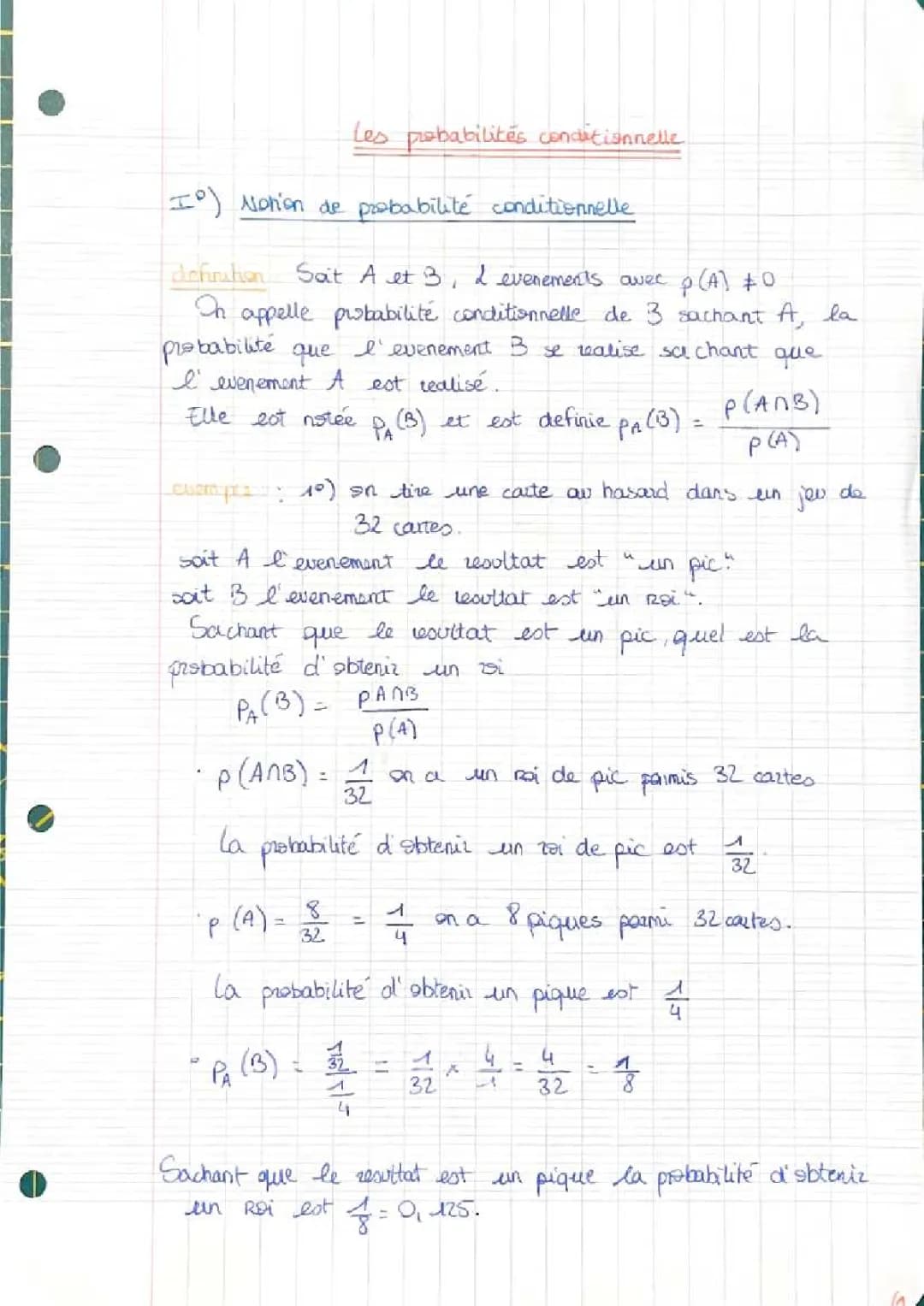 les probabilités conditionnelles 