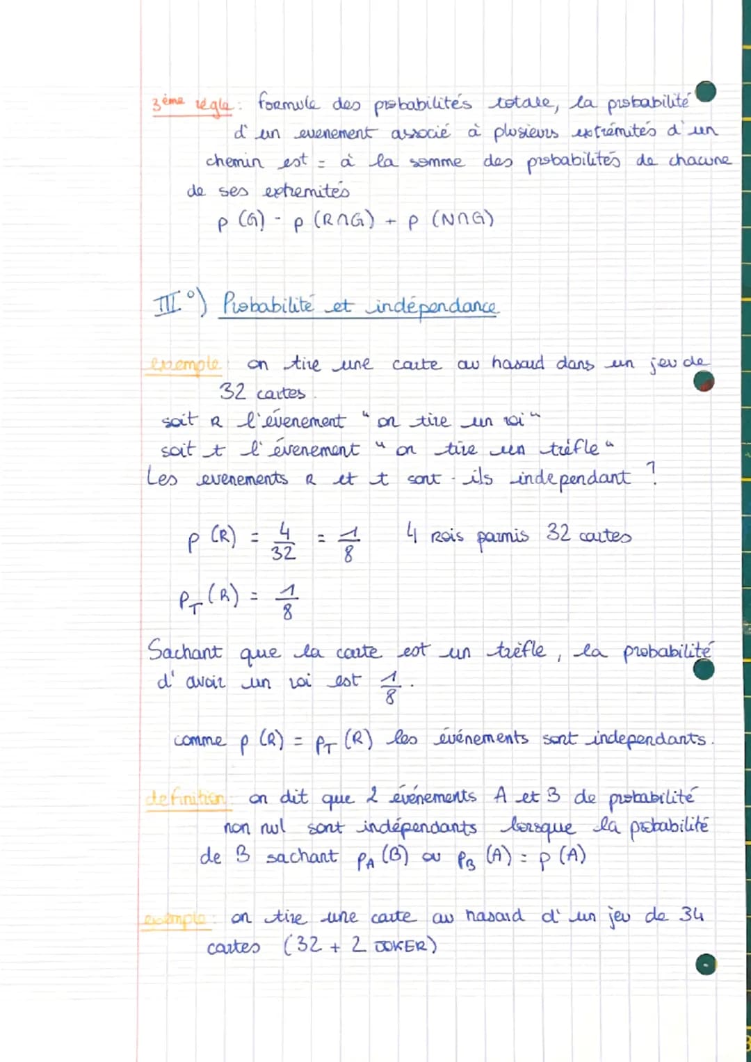 I°) Notion de probabilité conditionnelle
definition Soit A et 3, I evenements avec p (A) +0
On appelle probabilité conditionnelle de 3 sacha