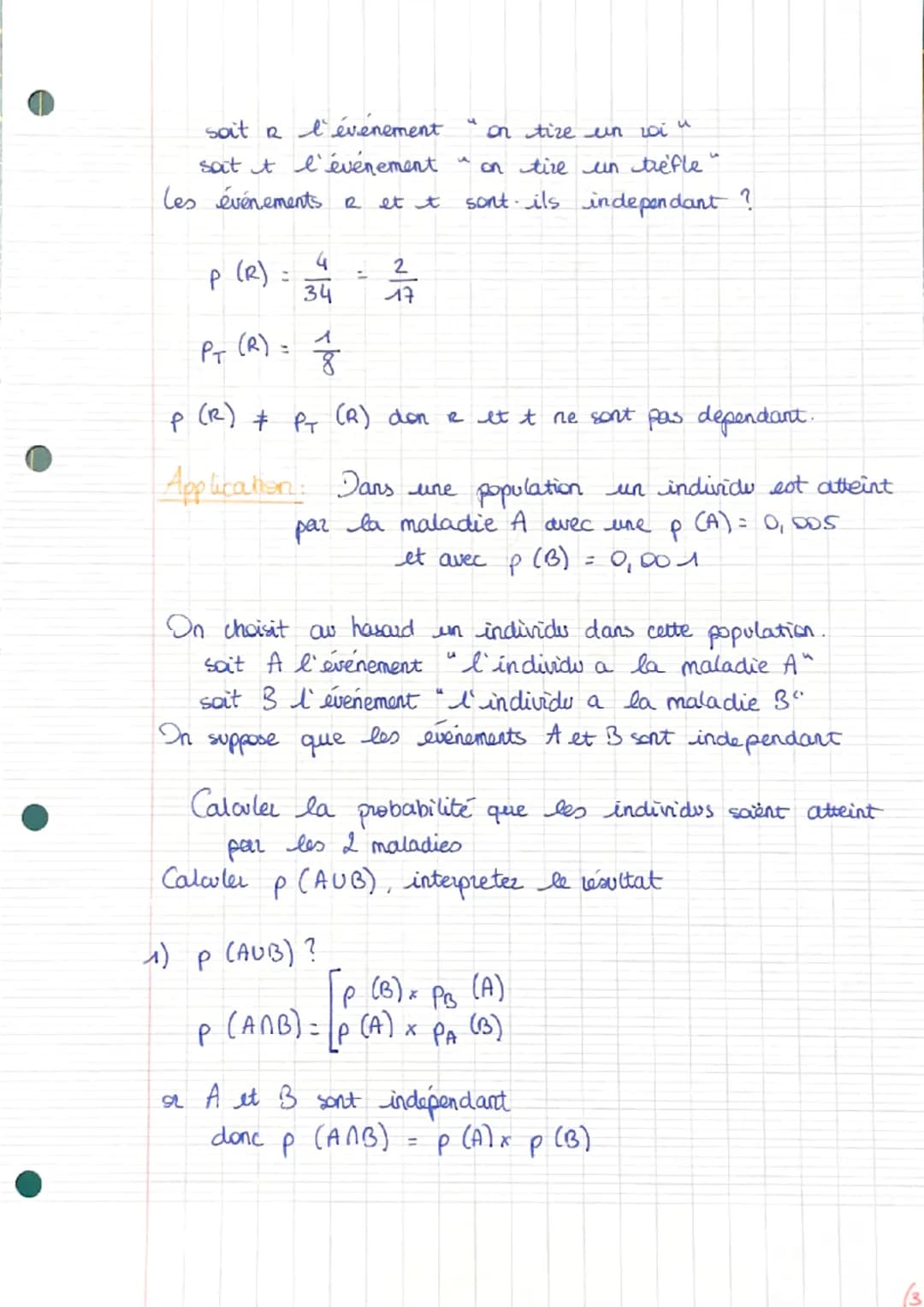 I°) Notion de probabilité conditionnelle
definition Soit A et 3, I evenements avec p (A) +0
On appelle probabilité conditionnelle de 3 sacha