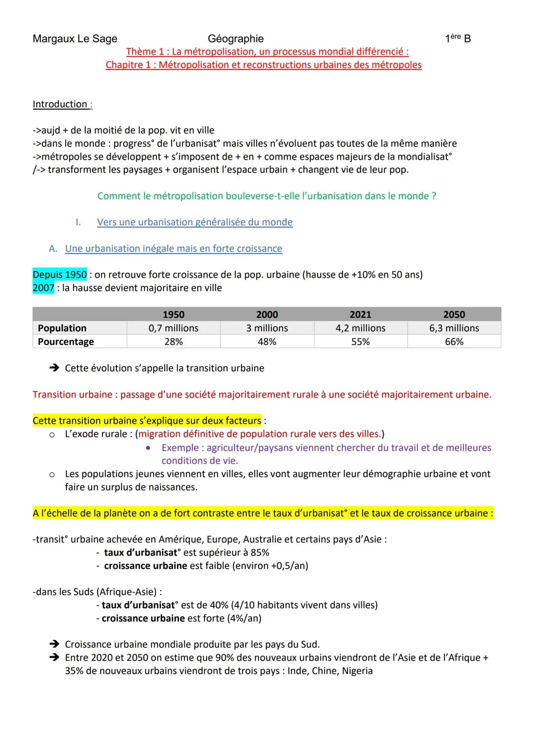 
<h2 id="introduction">Introduction</h2>
<p>La métropolisation est un processus mondial différencié qui affecte les métropoles à l'échelle m