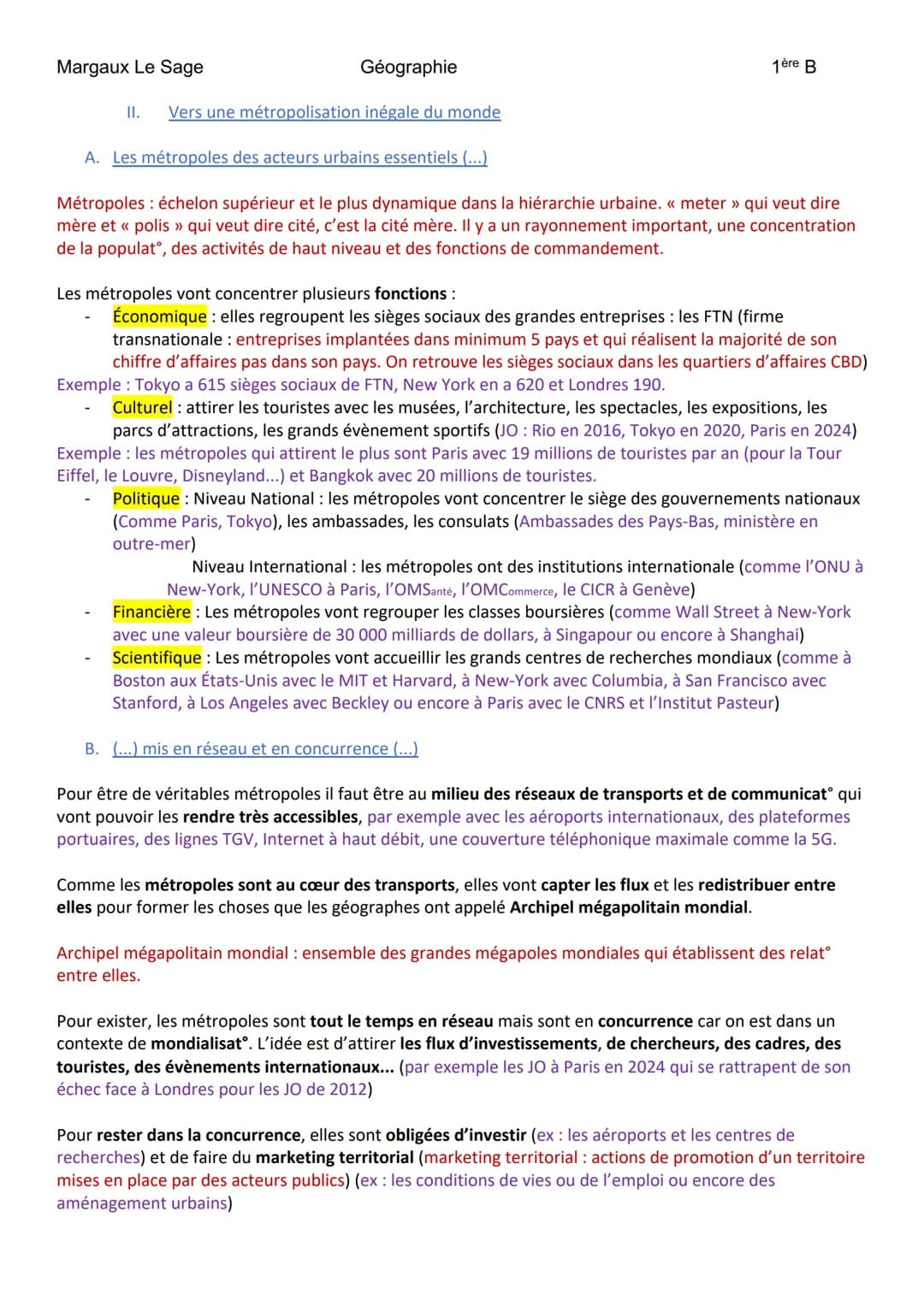 
<h2 id="introduction">Introduction</h2>
<p>La métropolisation est un processus mondial différencié qui affecte les métropoles à l'échelle m