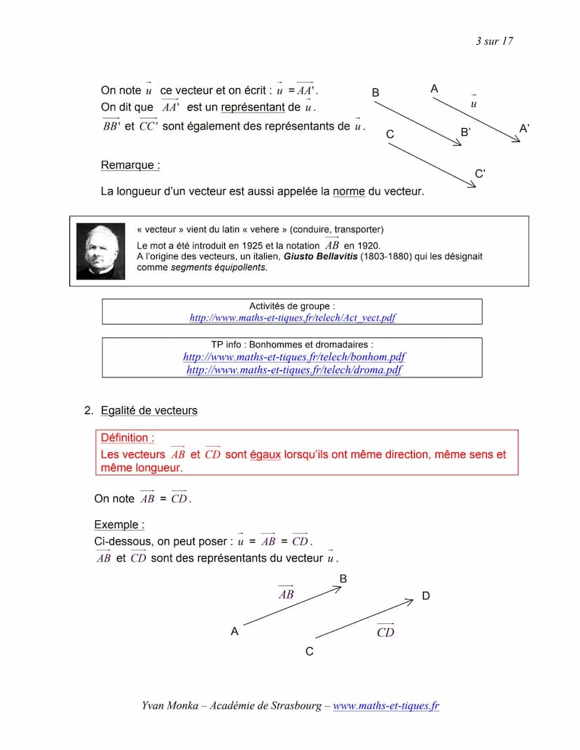 I.
TRANSLATION ET VECTEURS
Activités de groupe : La Translation (Partie1):
http://www.maths-et-tiques.fr/telech/trans_gr1.pdf
Activité conse