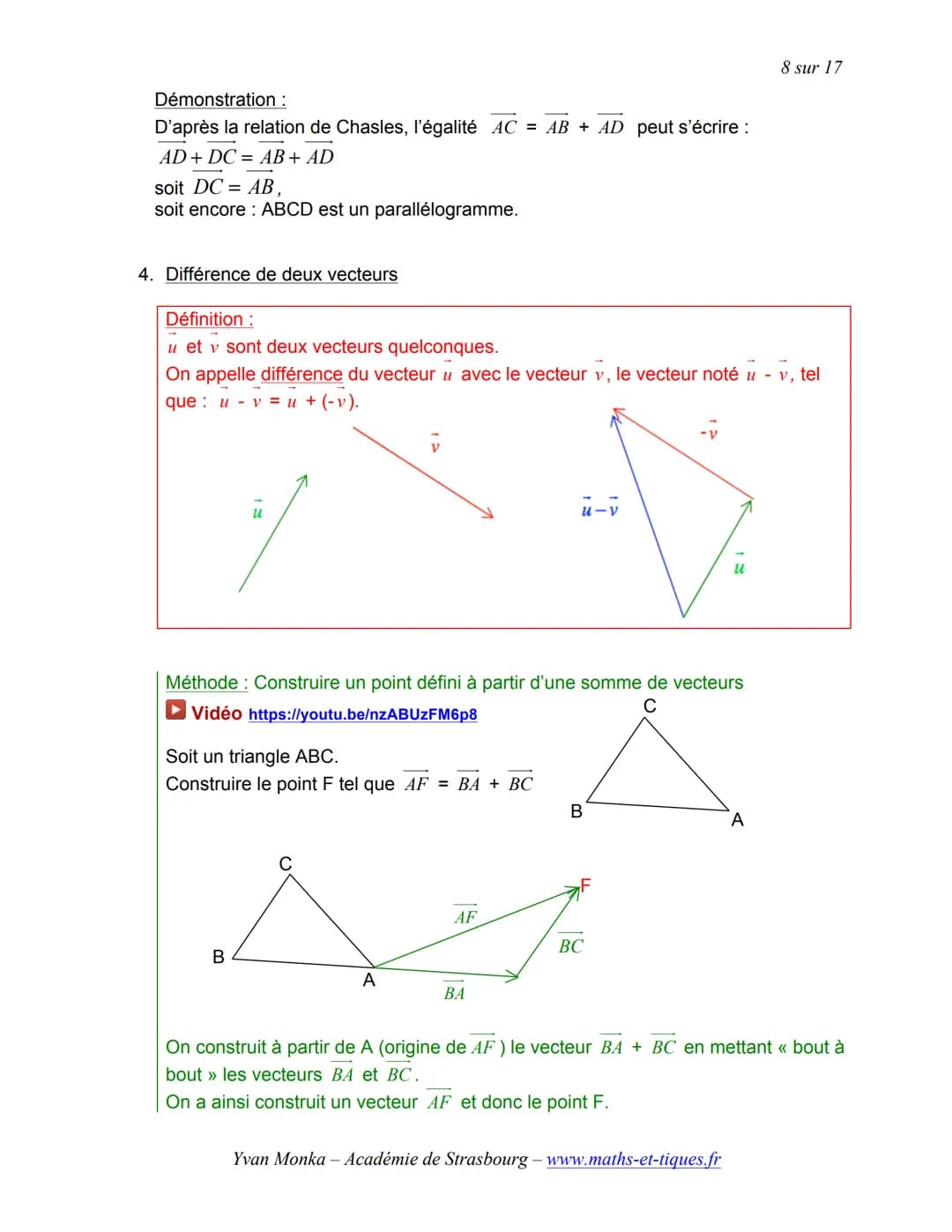 I.
TRANSLATION ET VECTEURS
Activités de groupe : La Translation (Partie1):
http://www.maths-et-tiques.fr/telech/trans_gr1.pdf
Activité conse