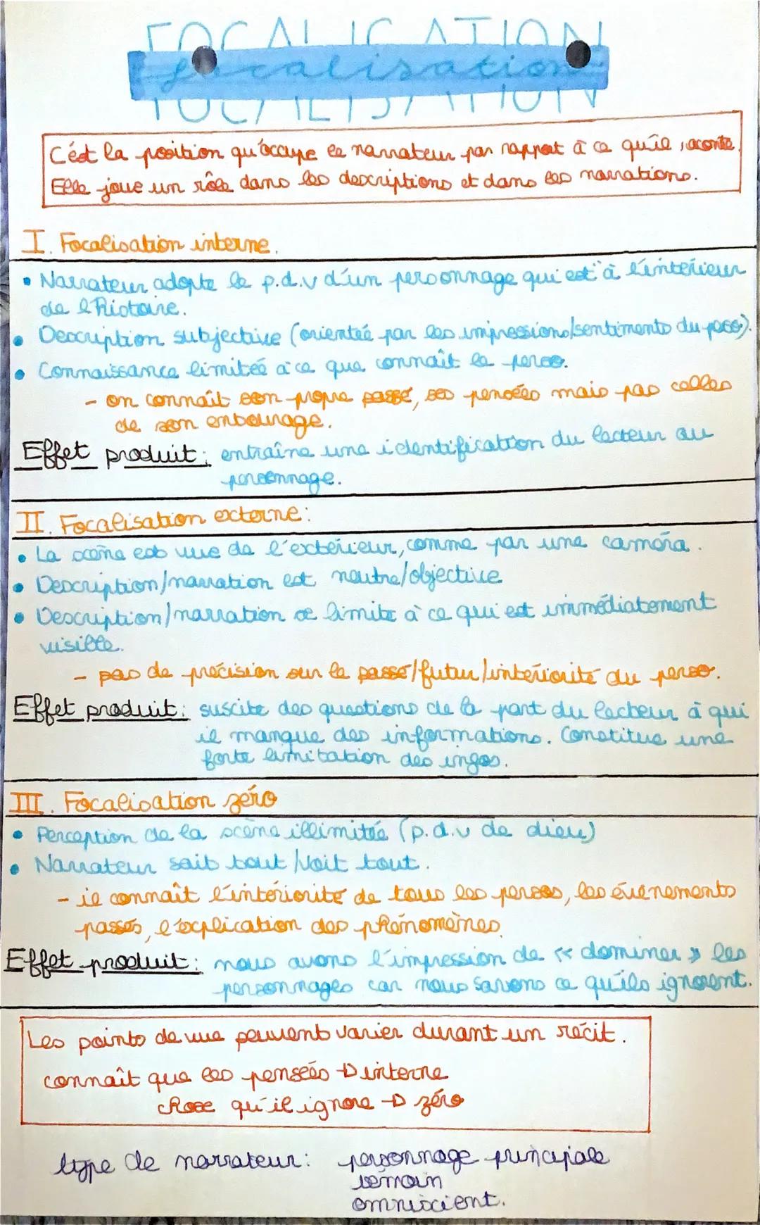 # FOCALIC
Localisation
CALICATION
C'est la position qu'occupe le narrateur par rappat à ce quie, aconte
Elle joue un rôle dans les descripti