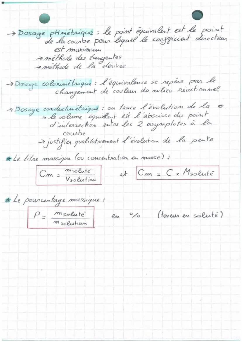 Dosages par titrage direct
Def: om determine la concentration d'un réactif titre,
on prélève un volume de solution qu'on fait reagir
• react