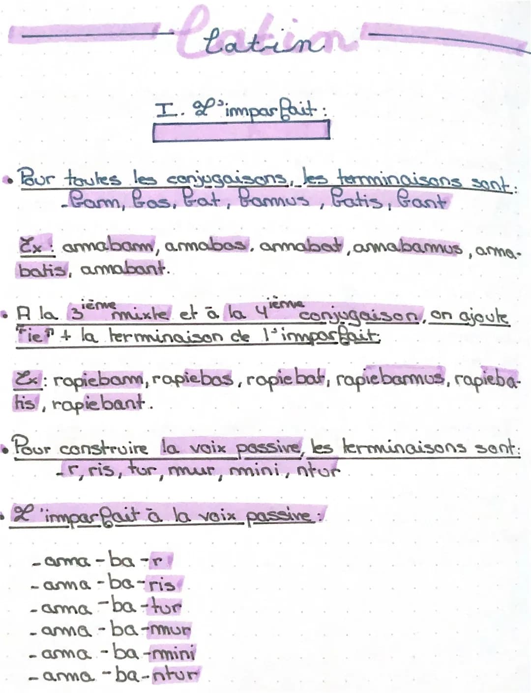 "Ceatinn
I. of imparfait:
• Pour toutes les conjugaisons, les terminaisons sont:
Carm, bas, bat, bamus, batis, Gant
Ex: annaban, arabas, arm