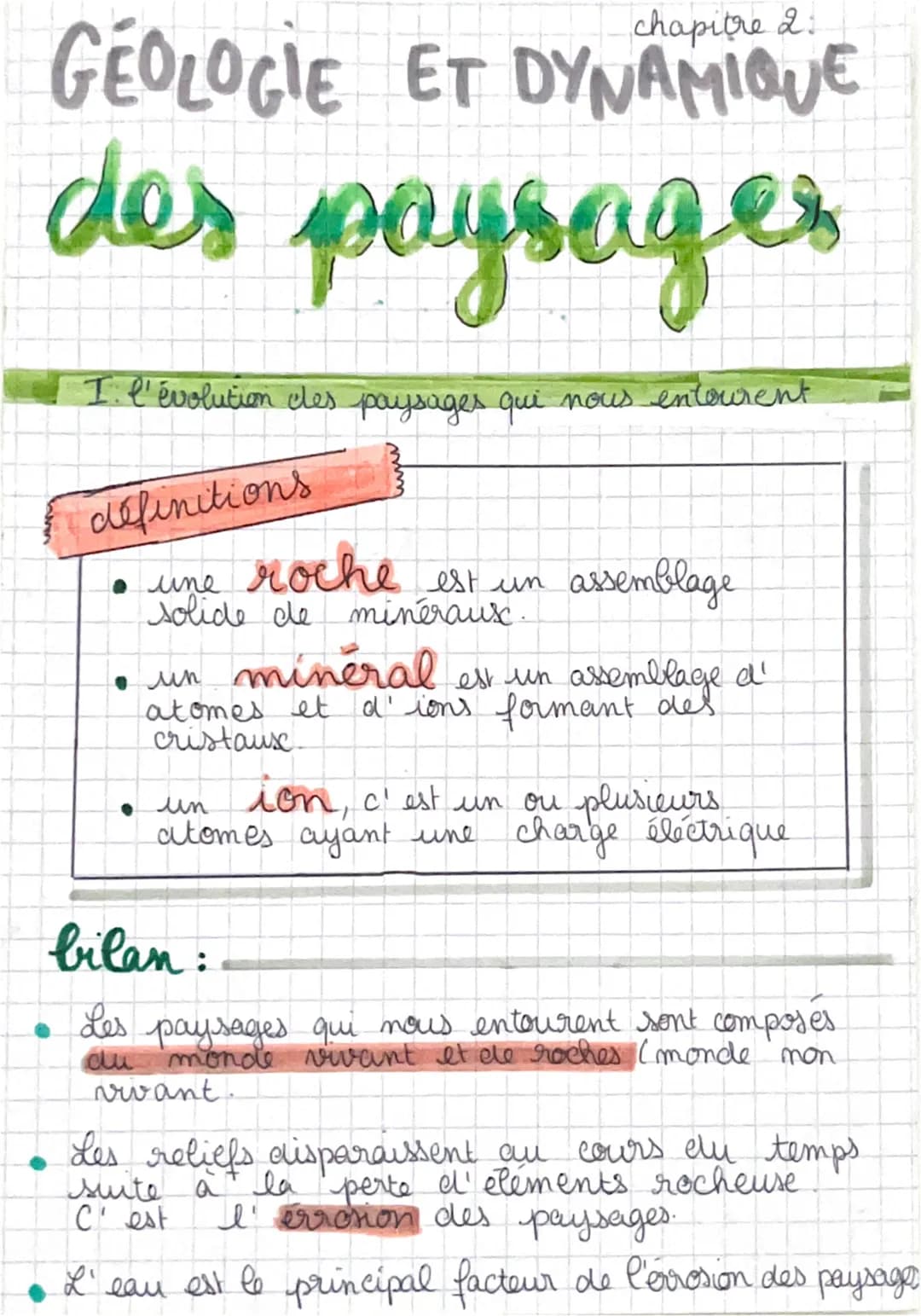 chapitre 2.
GEOLOGIE ET DYNAMIQUE
des paysages
I. l'évolution des paysages qui nous entourent
définitions
est
• une roche
solide de minéraux