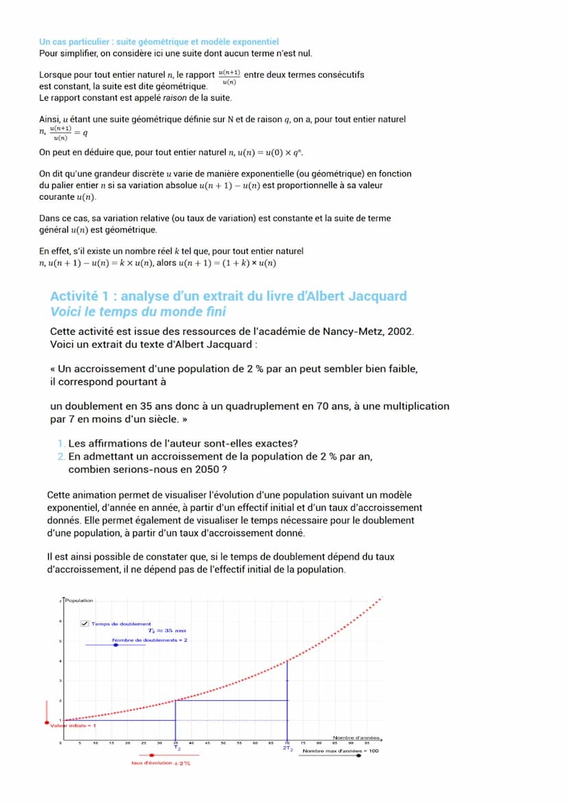 Les mathématiques et les modèles démographiques
Variation absolue, variation relative
On considère une population dont l'effectif évolue par
