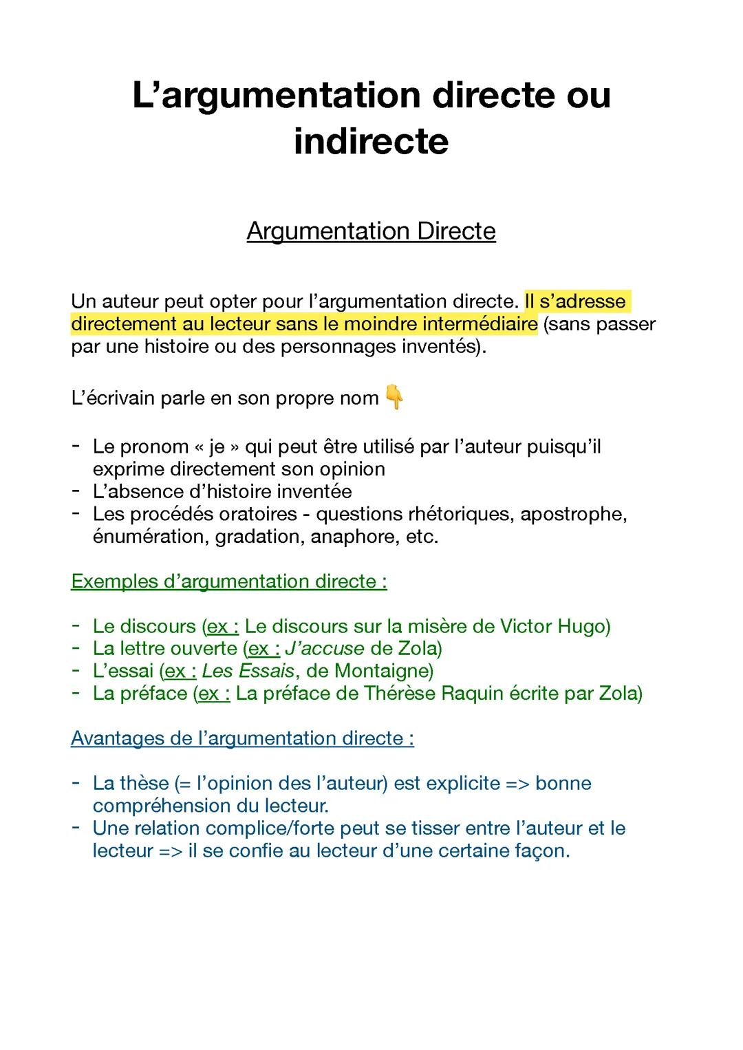 L'Argumentation Directe et Indirecte 