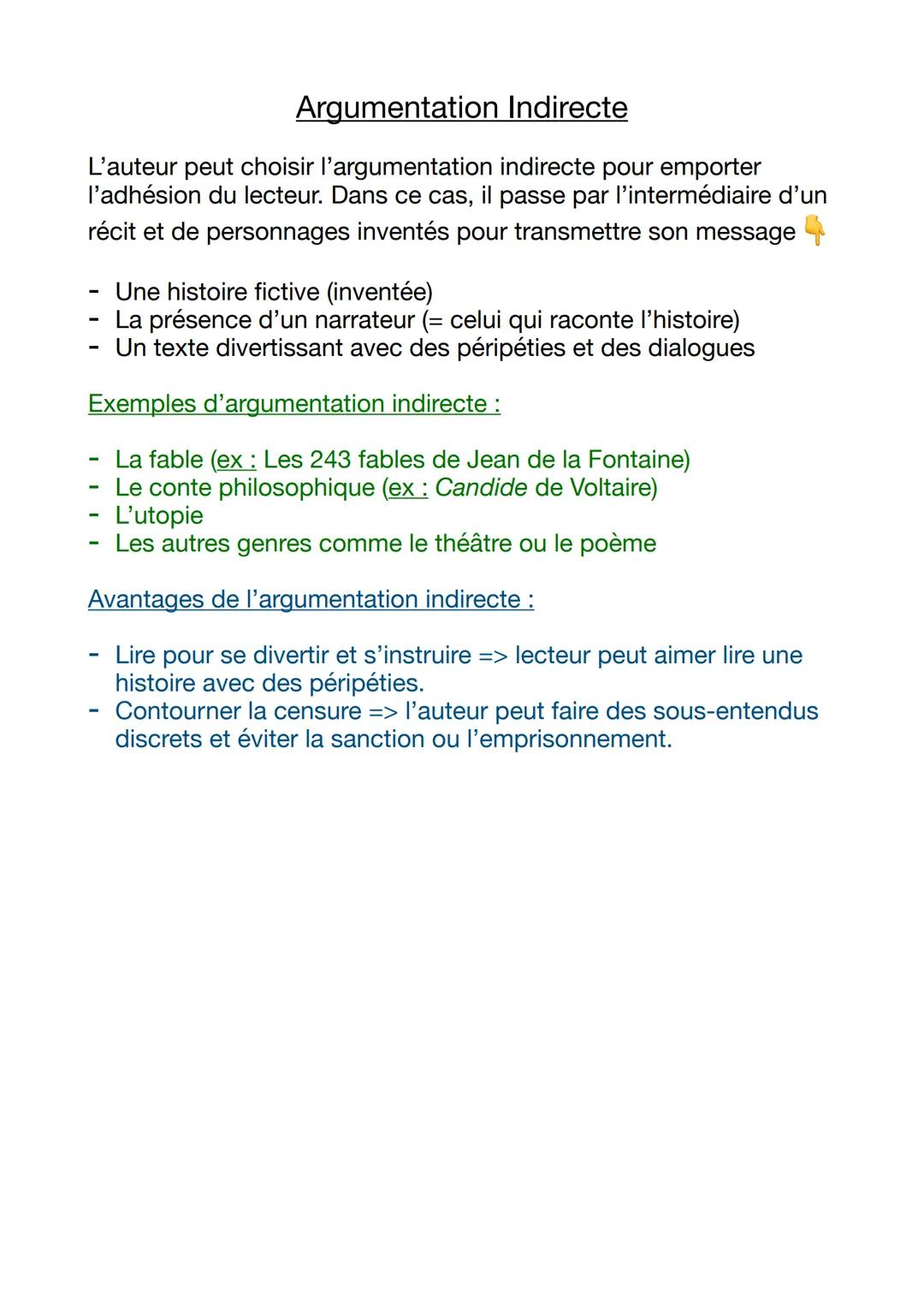 --- OCR Start ---
L'argumentation directe ou
indirecte
Argumentation Directe
Un auteur peut opter pour l'argumentation directe. Il s'adresse