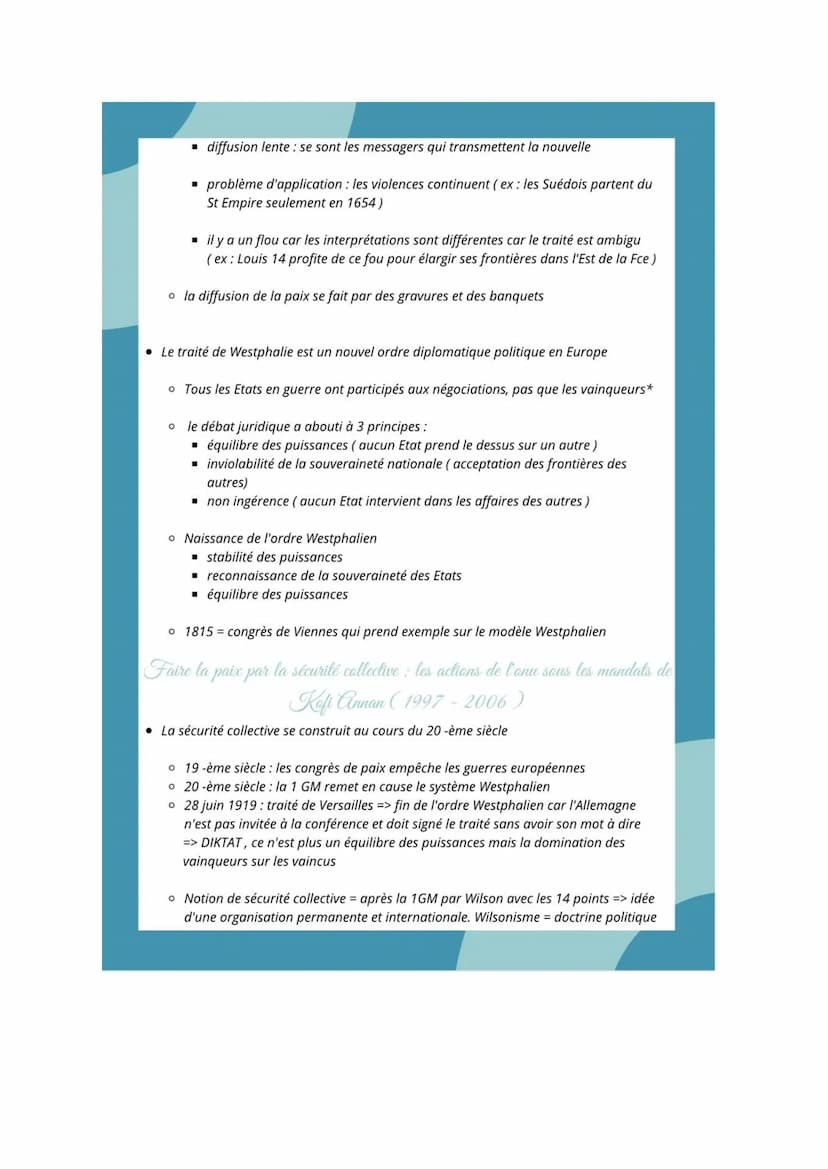 Axe 2:
Le défit de la
2 construction de la paix Le défit de la construction de la paix
• Paix = absence de guerre
• Jusqu'au 17 -ème siècle 