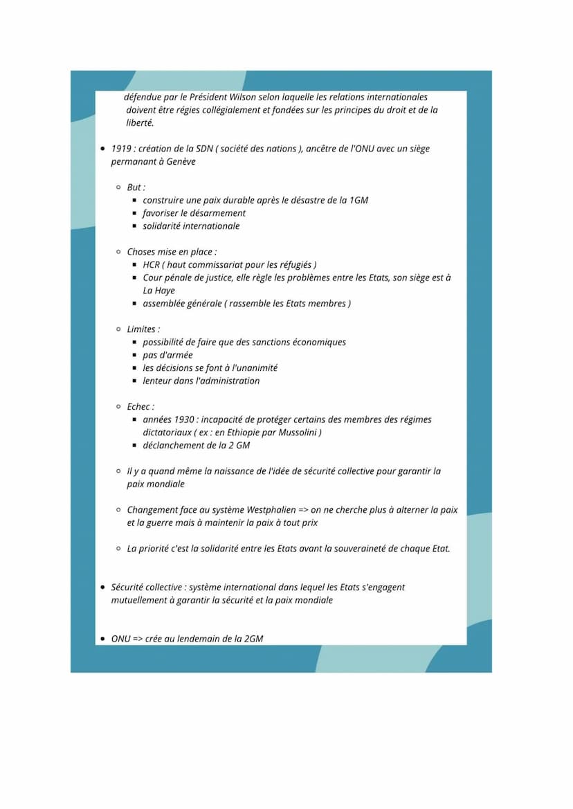 Axe 2:
Le défit de la
2 construction de la paix Le défit de la construction de la paix
• Paix = absence de guerre
• Jusqu'au 17 -ème siècle 