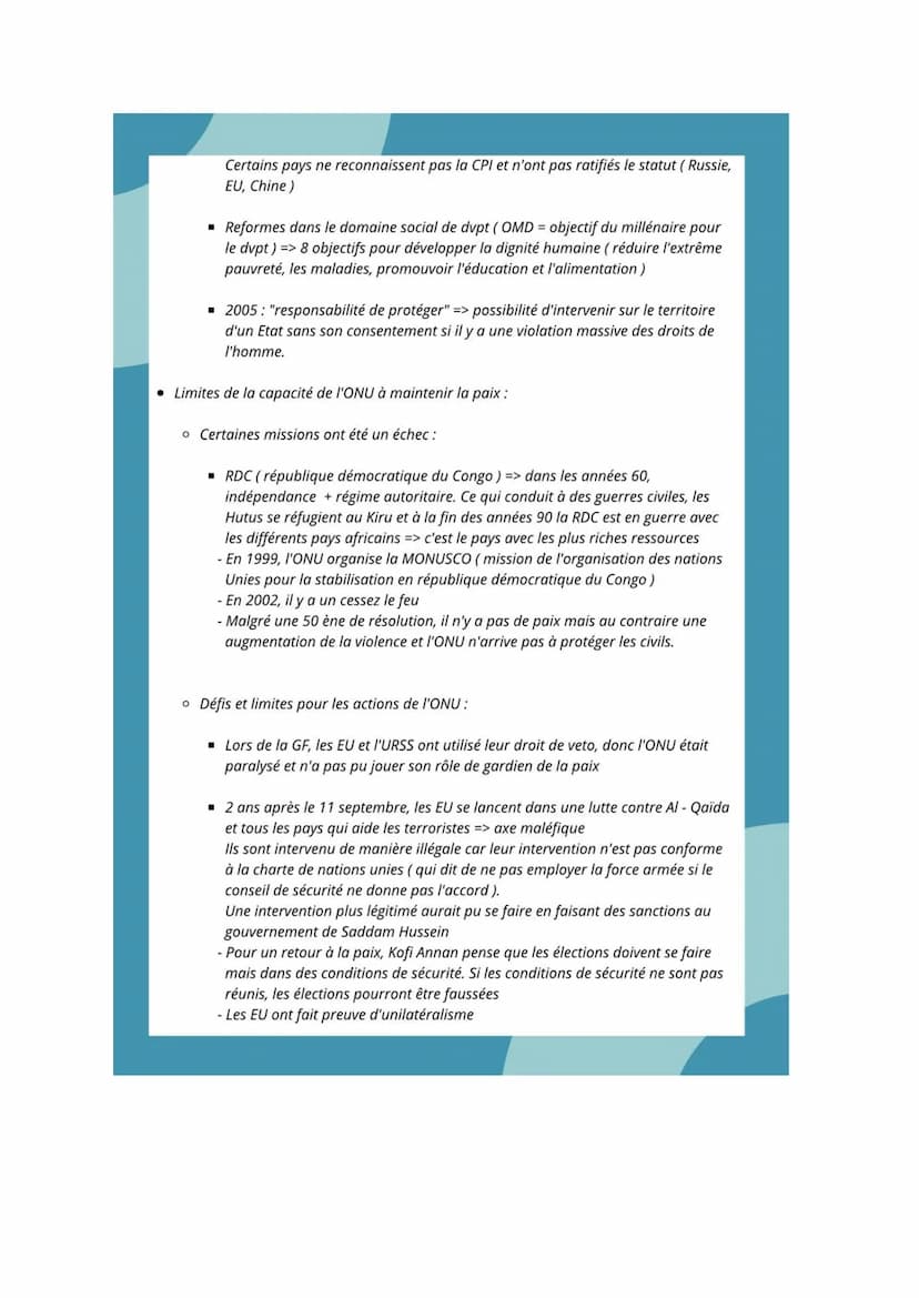 Axe 2:
Le défit de la
2 construction de la paix Le défit de la construction de la paix
• Paix = absence de guerre
• Jusqu'au 17 -ème siècle 