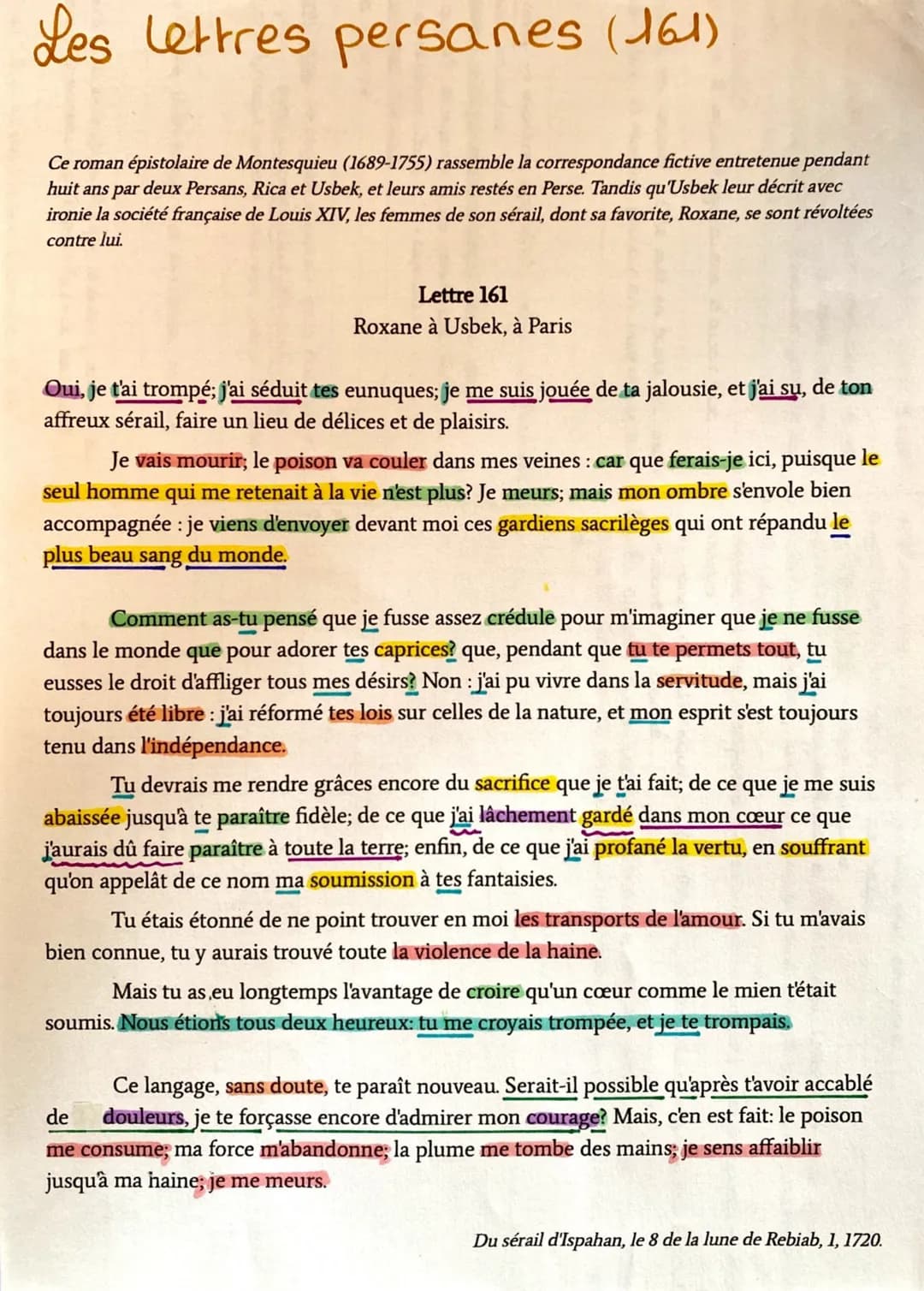 Les lettres persanes (161)
Ce roman épistolaire de Montesquieu (1689-1755) rassemble la correspondance fictive entretenue pendant
huit ans p