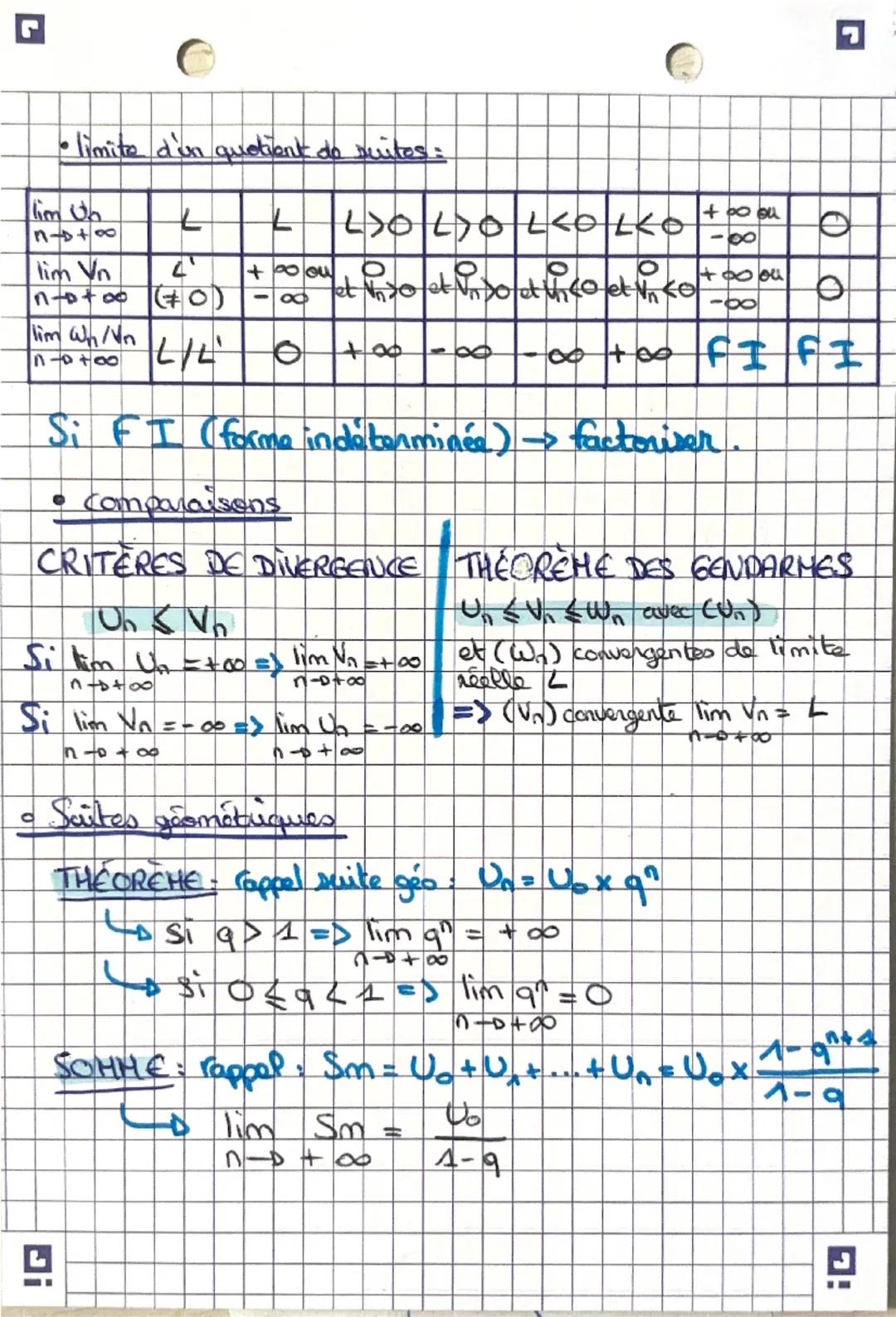 ◉
Limites de suites
G
•Definition:
→ the suite U admet une limite finie L si tout intervalle arvelt
contenant (contient tous too termes de l