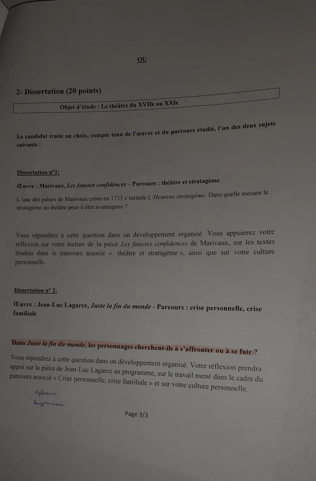 Prytanée
NATIONAL MILITAIRE
BACCALAURÉAT BLANC
14 JANVIER 2023
FRANÇAIS
ÉPREUVE ANTICIPÉE
Durée de l'épreuve : 4 heures
Coefficient : 5
L'us