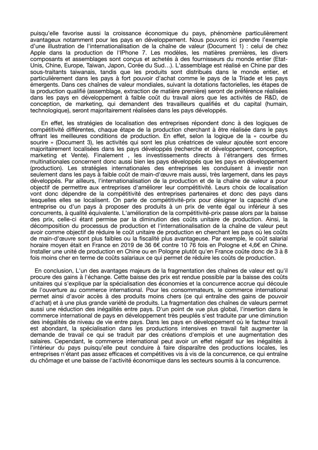 A l'aide de vos connaissances et des documents, vous expliquerez ce qui a favorisé l'essor
de la fragmentation des chaînes de valeur (EC3)
E