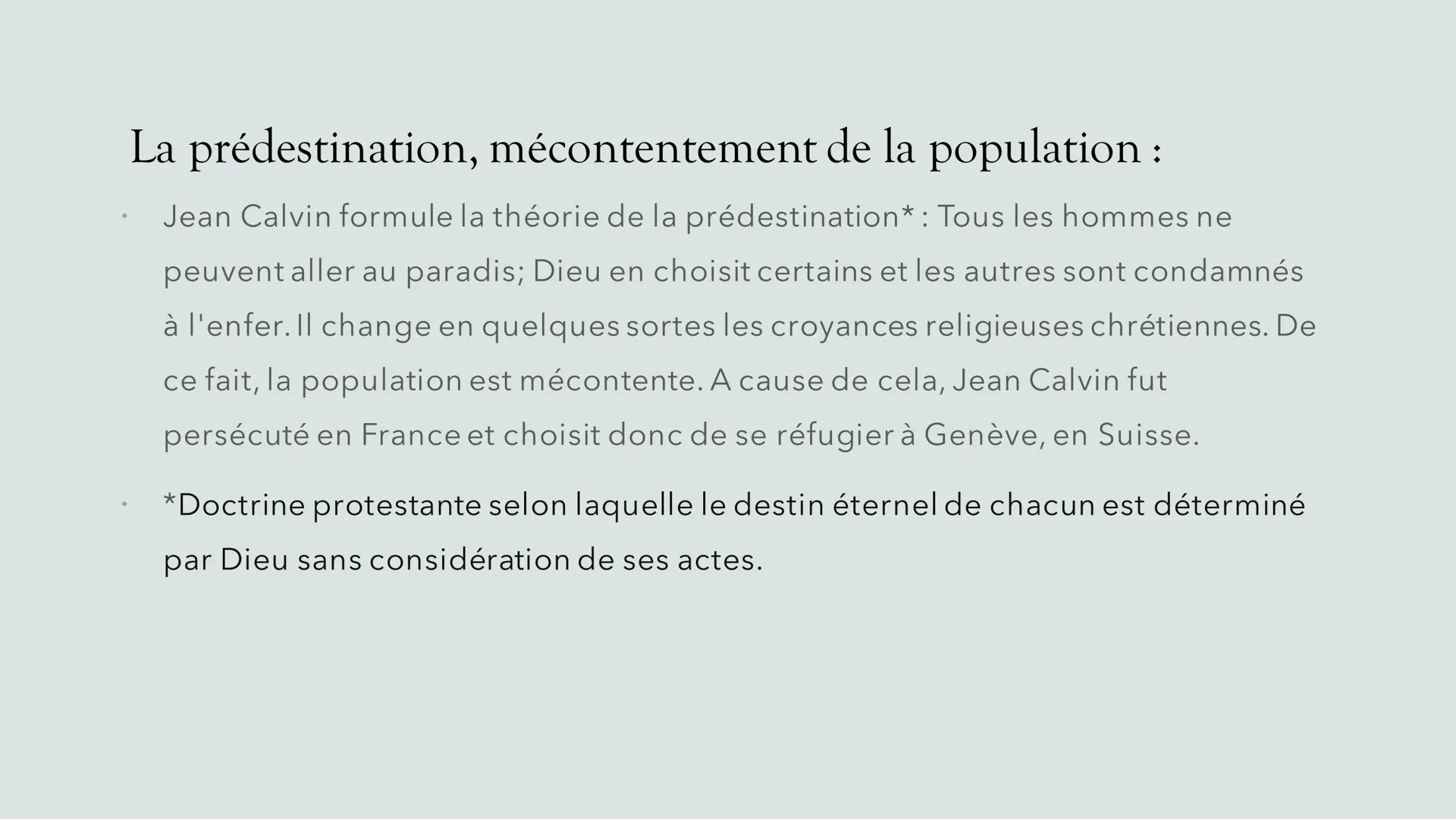 Jean Calvin et
l'église réformée
Exposé crée par Sloane
O
O
///// Présentation du personnage
Prénom et nom: Jean Calvin
Date de naissance : 