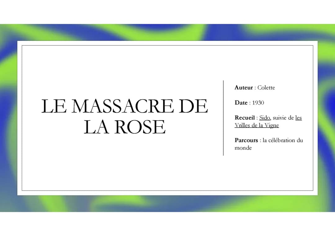 analyse linéaire d'un extrait de "Sido" de Colette 