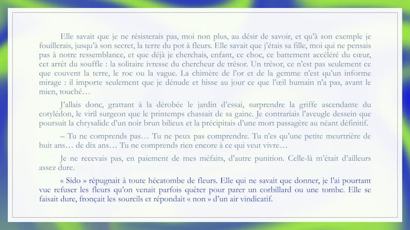 Auteur: Colette
LE MASSACRE DE
LA ROSE
Date: 1930
Recueil Sido, suivie de les
Vrilles de la Vigne
Parcours la célébration du
monde INTRODUCT