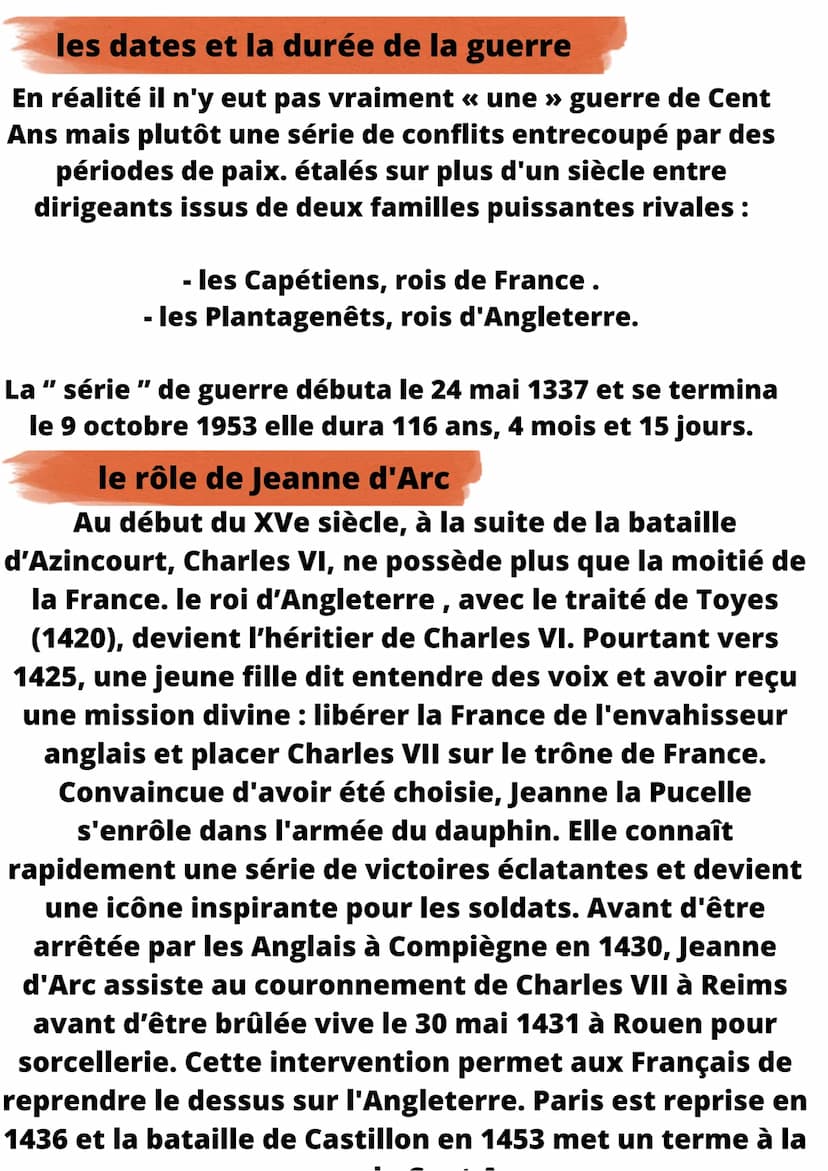 Hihistoire E
LA GUERRE DE CENT ANS
introduction
Au début du XIV siècle,en 1334, le roi
d'Angleterre, Édouard III,revendique le trône
de Fran