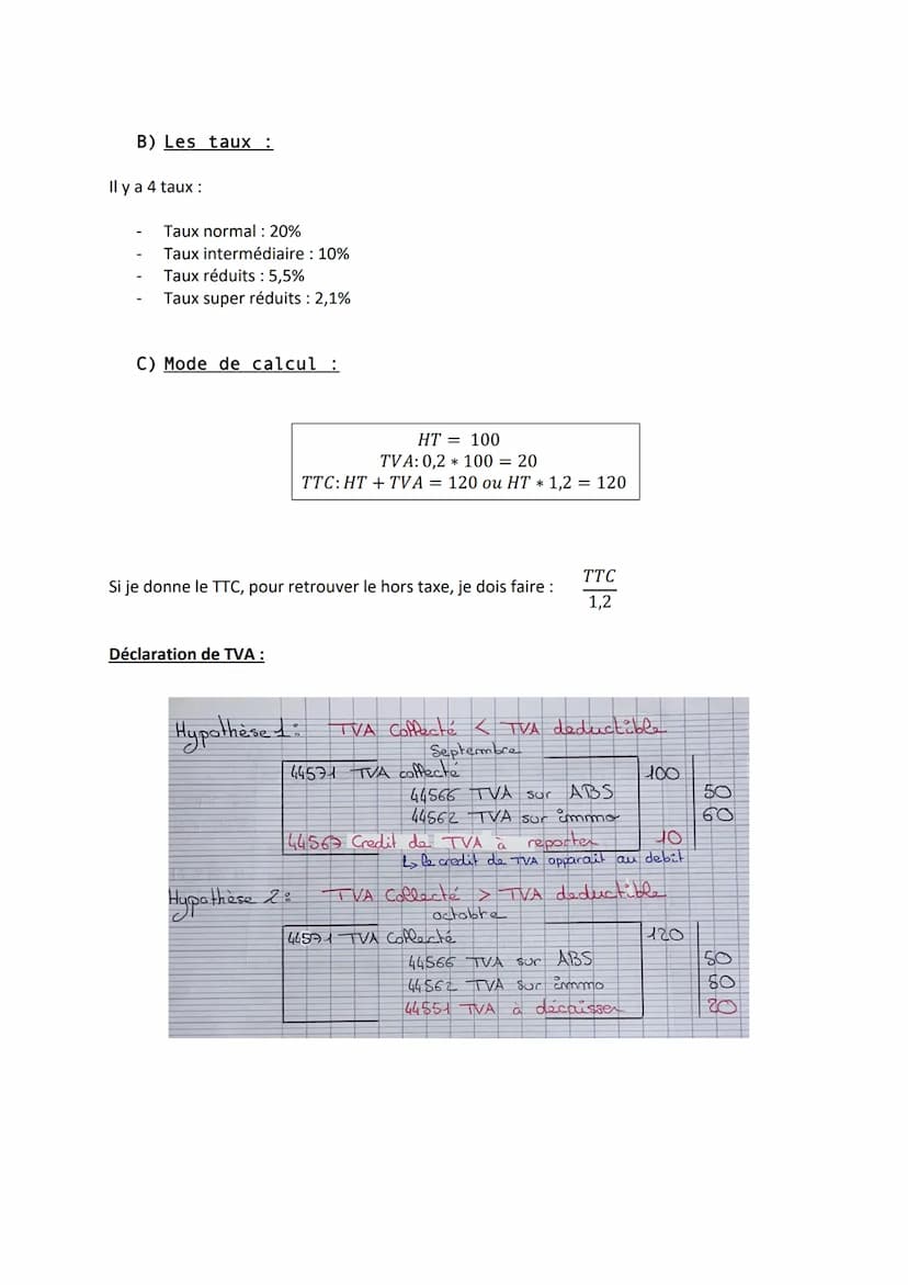 1. Rappel
Comptabilité
L'enregistrement de la TVA
Désormais, à chaque fois qu'on enregistre un achat, une vente ou une acquisition
d'immobil