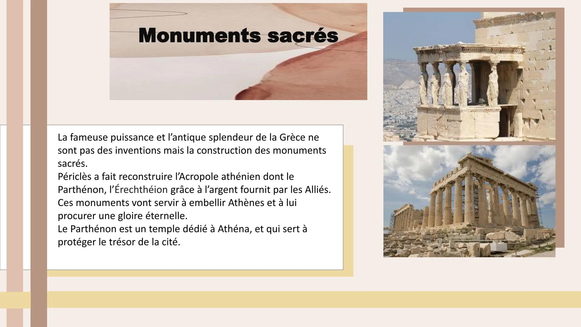 Périclès et le trésor de
la Ligue de Délos
■ Qu'est-ce que ce document et de
quoi parle-t-il
Thème 1: monuments sacrés
Thème 2 : La Ligue de