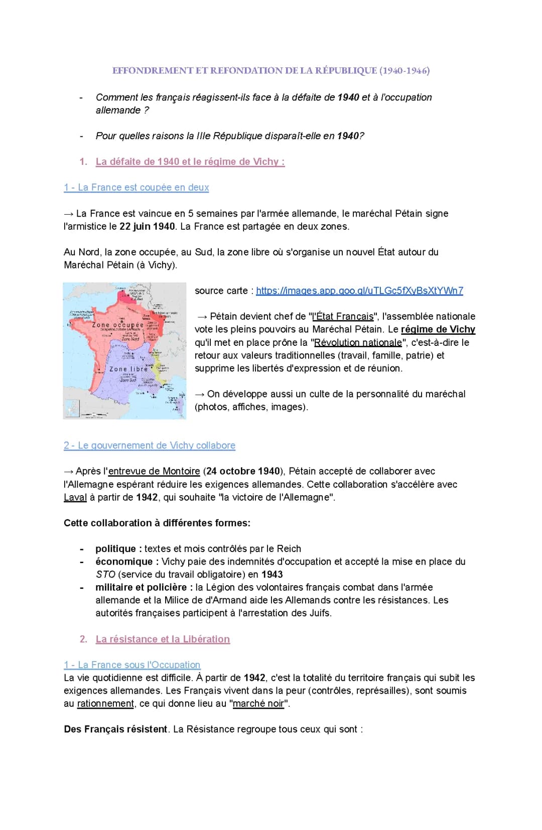Effondrement et refondation de la République (1940-1946)