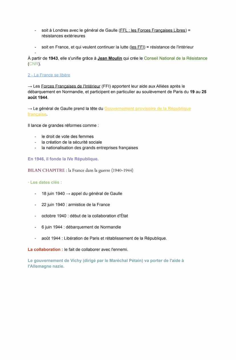 EFFONDREMENT ET REFONDATION DE LA RÉPUBLIQUE (1940-1946)
Comment les français réagissent-ils face à la défaite de 1940 et à l'occupation
all