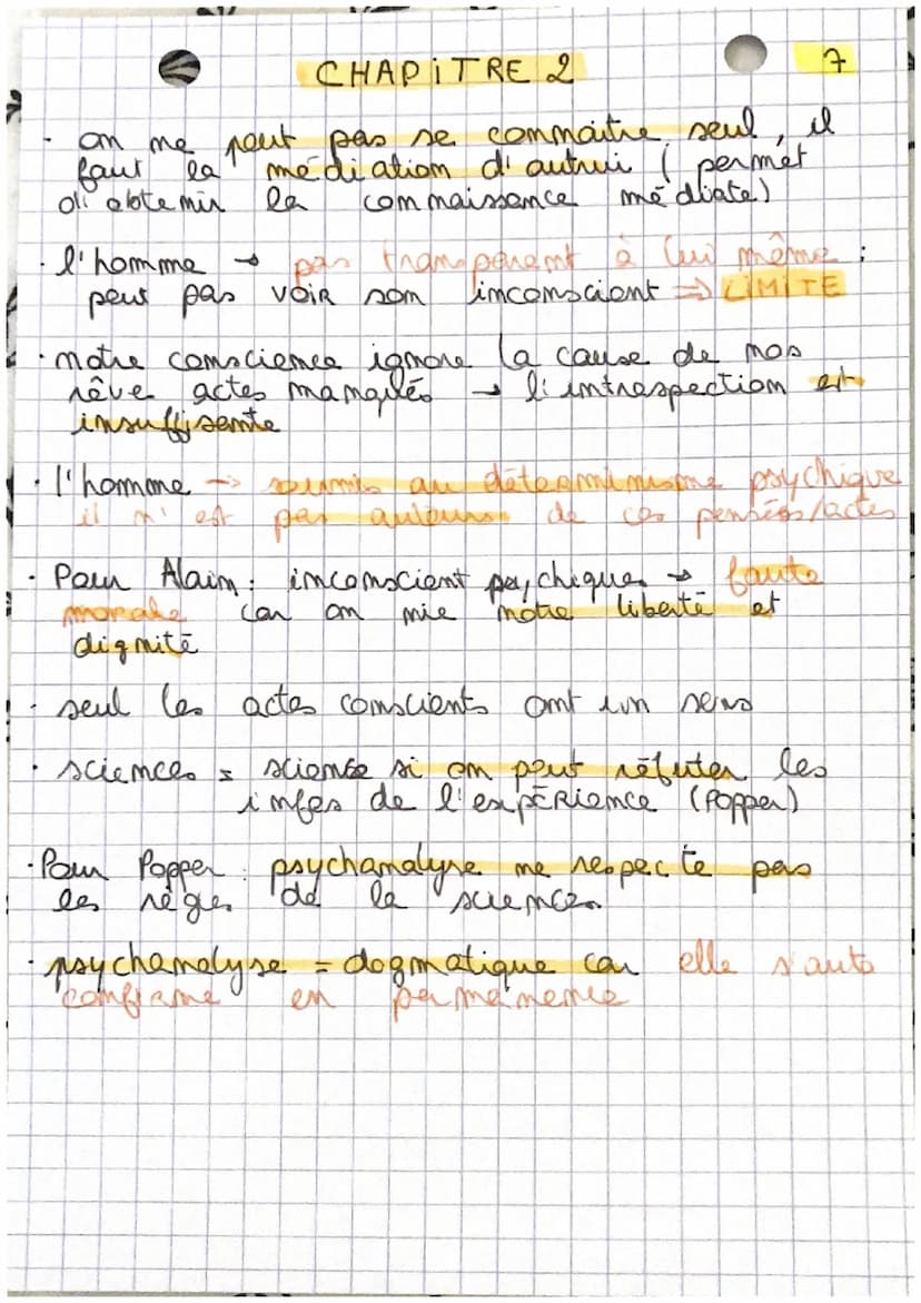 CHAPITRE 2
DEFINITIONS:
conscience = - commaissance qu'a l'Homme de
ses actes
Commaissance que nous
nous même
être conscient = être qui pers