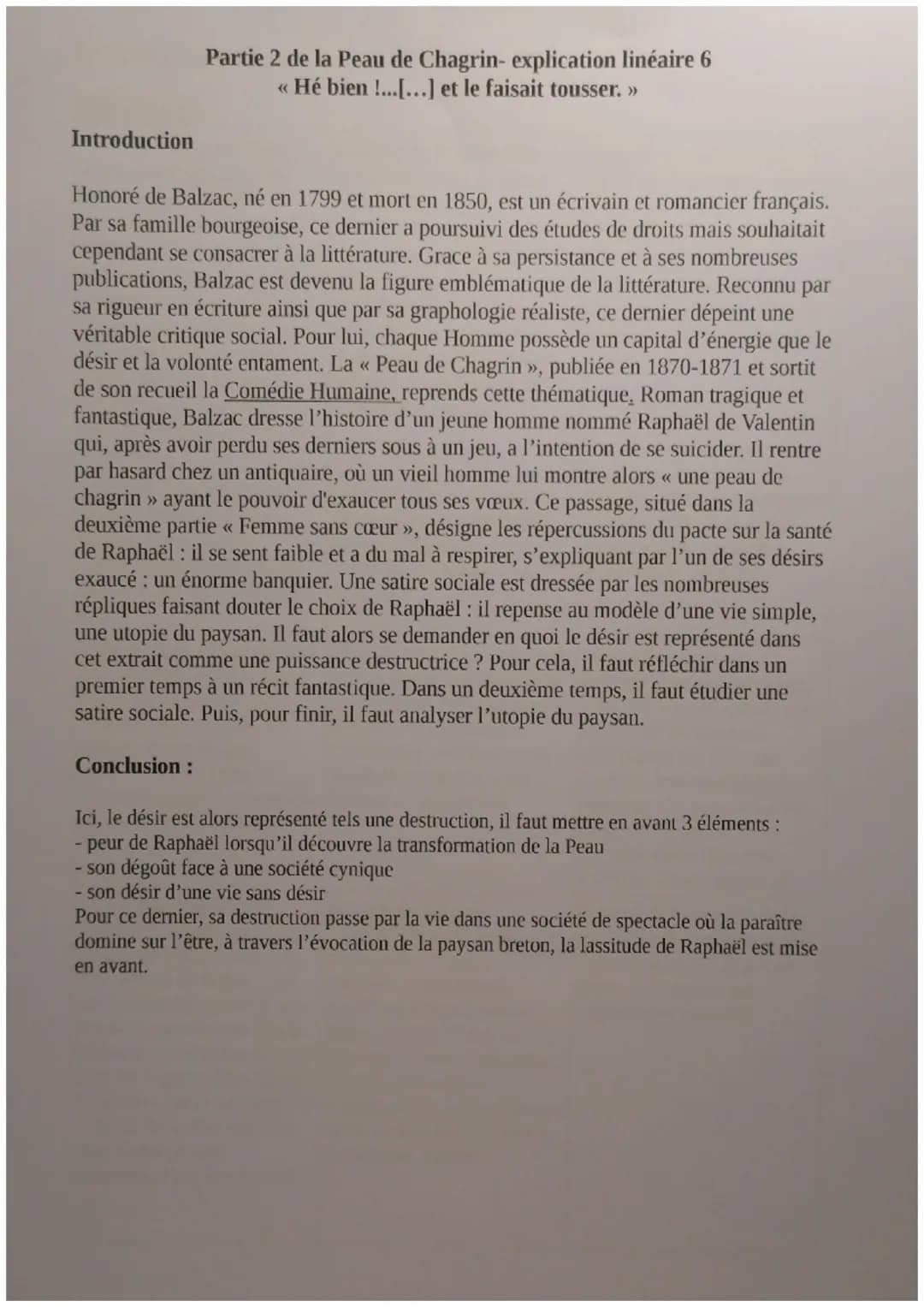 5
10
15
20
25
Explication linéaire 6
Honoré de Balzac, La Peau de chagrin, 1831.
Parcours : « Les romans de l'énergie : création et destruct