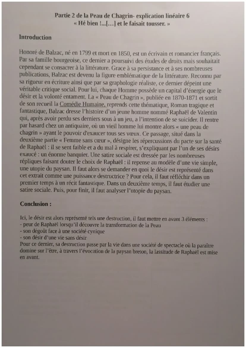 5
10
15
20
25
Explication linéaire 6
Honoré de Balzac, La Peau de chagrin, 1831.
Parcours : « Les romans de l'énergie : création et destruct