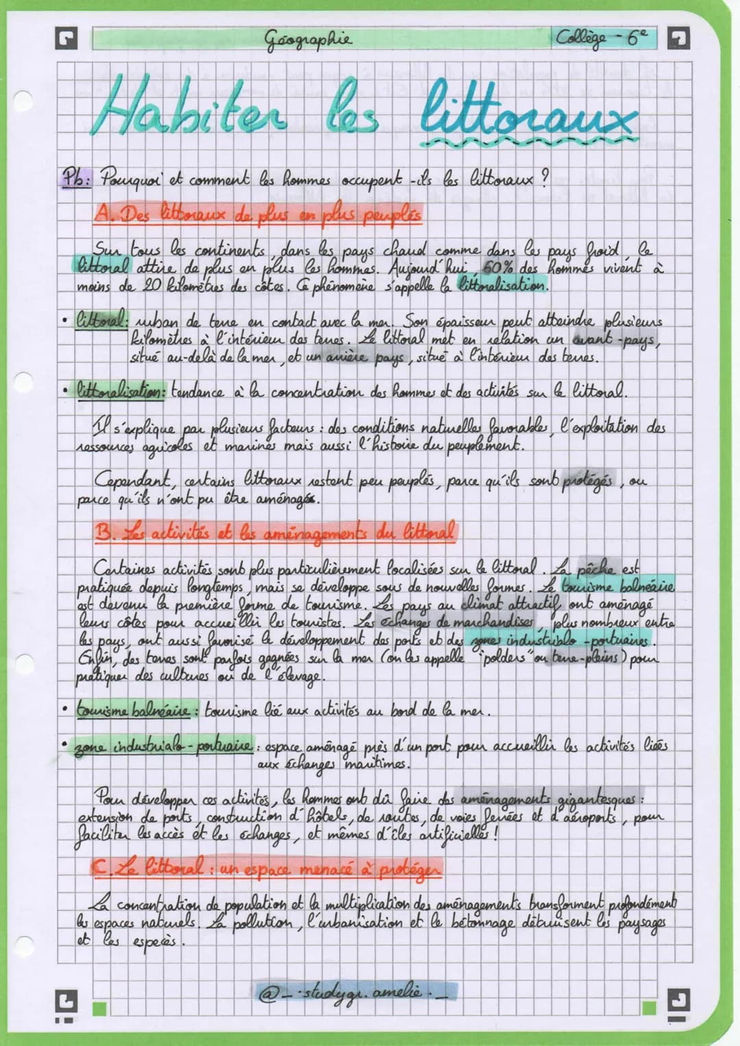 Geographie
Habiter les littoraux
Pb: Pourquoi et comment les hommes occupent-ils les littoraux ?
A. Des littoraux de plus en plus peuplés
Su