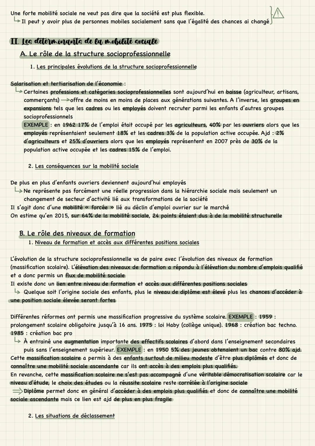 I. Caractéristiques de la mobilité sociale
A. Comment définir la mobilité sociale ? (Intergénérationnelle)
3 types de mobilités
géographique