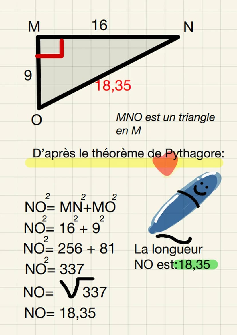Théorème
de
Pythagore
Définition Théorème:
Dans ce triangle l'hypoténuse est le côté
opposé à l'angle droit Exemple:
V
T
K
S
[ST] est l'hypo