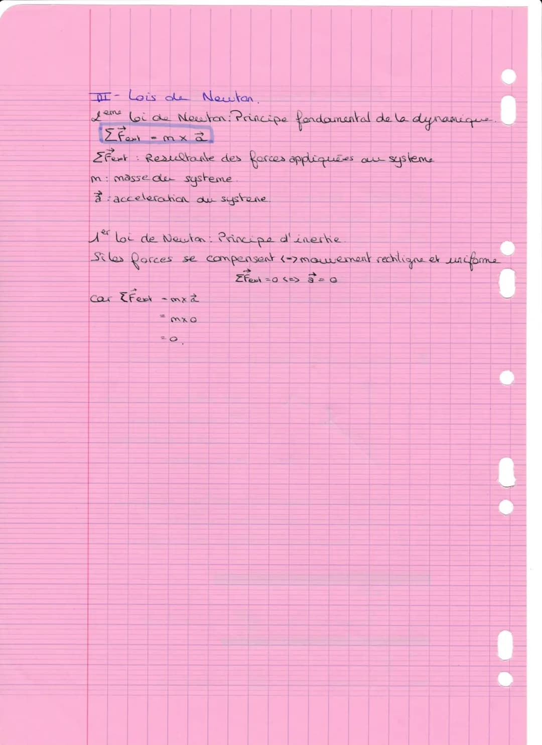 Chapitre 8 Mouvement et force
Loi de Newton
I- Rappel de mécanique
referentielle terrestre: deliocentrique; geocentrique
Systeme: objer auqu