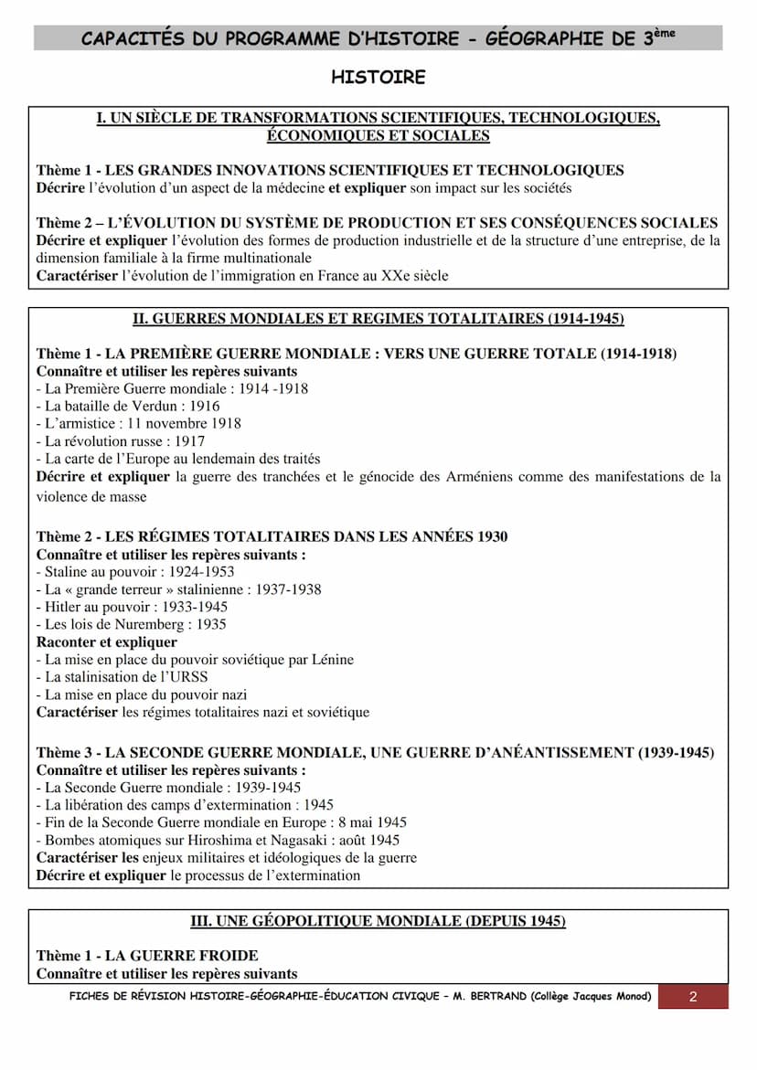 FICHES POUR RÉVISER LE BREVET EN
HISTOIRE,
GÉOGRAPHIE
& ÉDUCATION CIVIQUE
UN SIÈCLE DE TRANSFORMATIONS (1910-2010)
1910
1910 Début du fordis