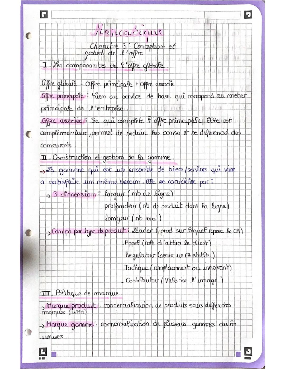 chapitre 3 de mercatique : conception et gestion de l’offre