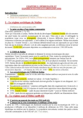 Know Fiche de révision chapitre 2 histoire : Démocratie et Expériences Totalitaires (1919-1939) thumbnail