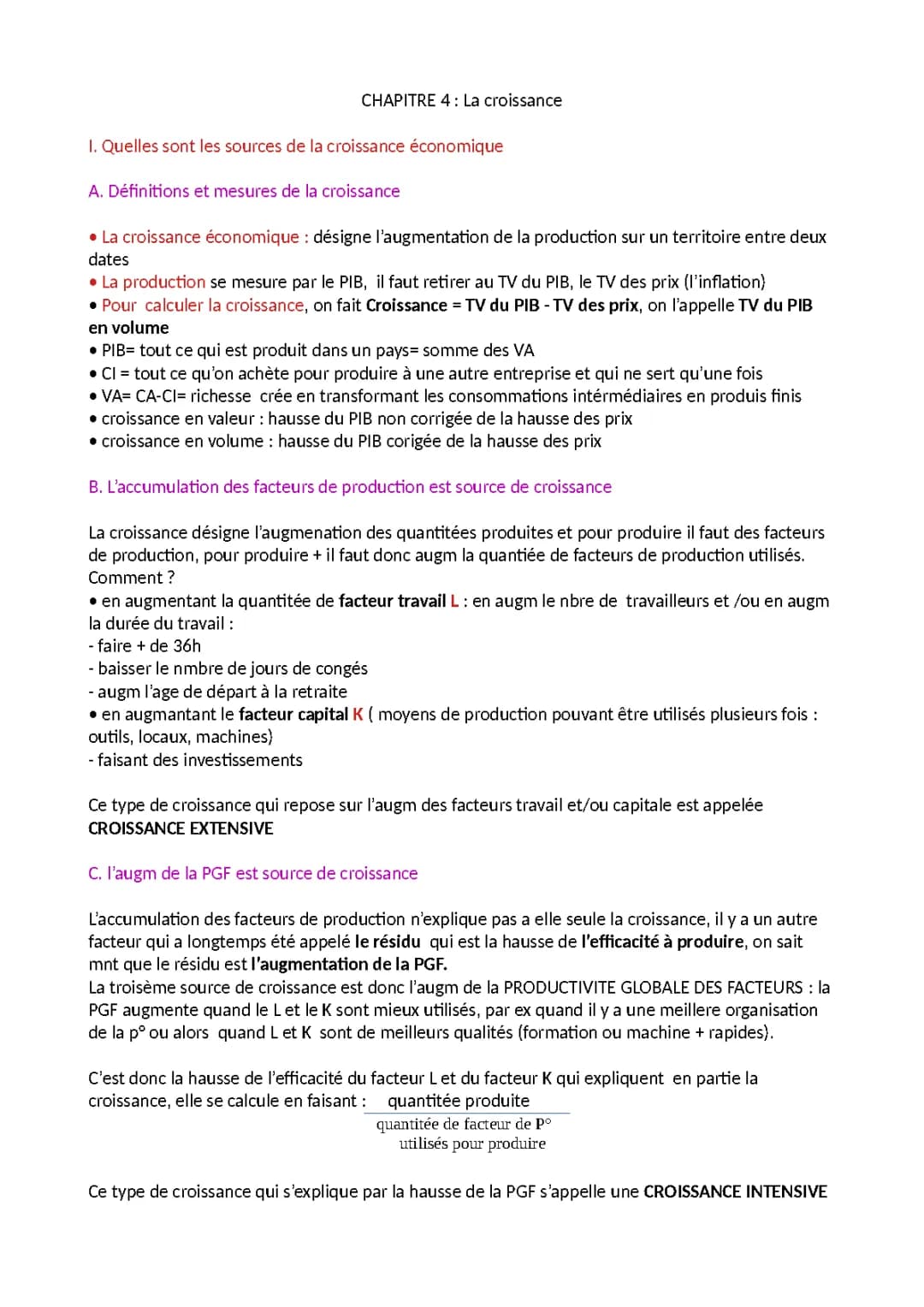 Fiche ses la croissance 