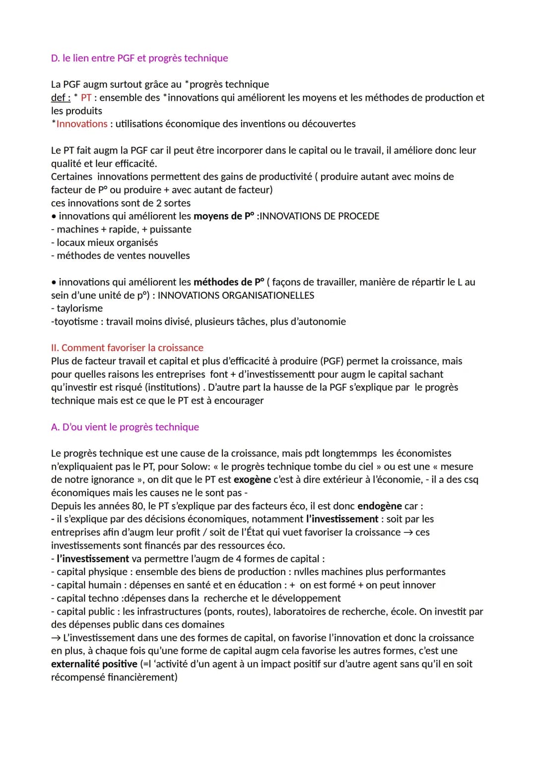CHAPITRE 4: La croissance
1. Quelles sont les sources de la croissance économique
A. Définitions et mesures de la croissance
• La croissance