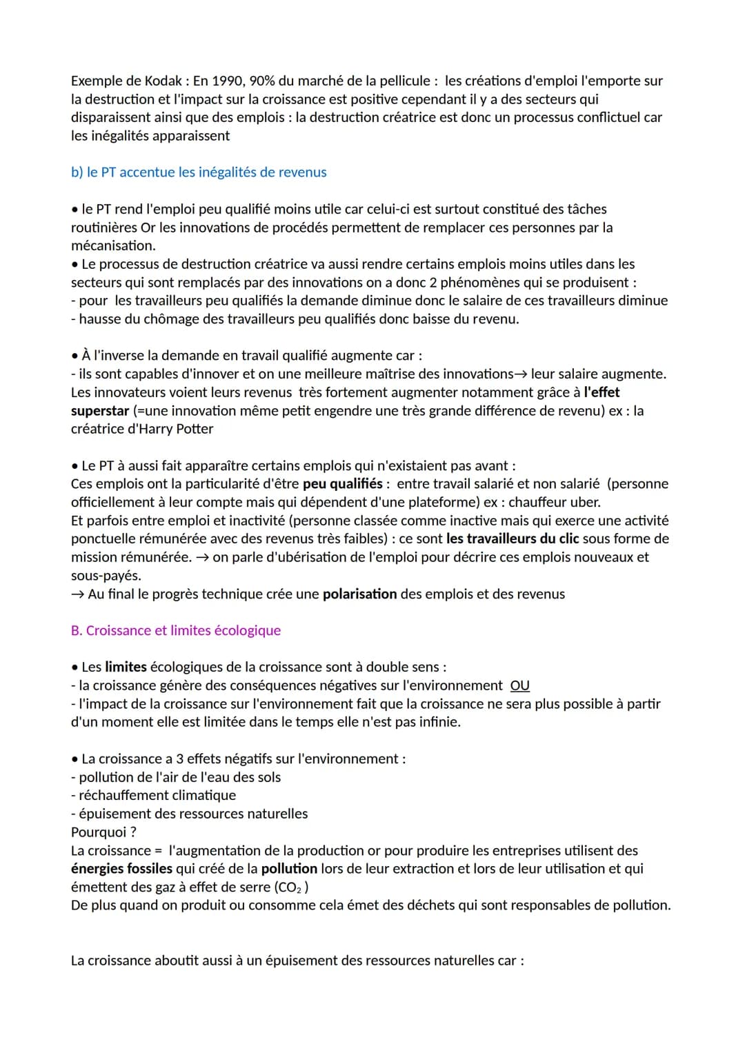CHAPITRE 4: La croissance
1. Quelles sont les sources de la croissance économique
A. Définitions et mesures de la croissance
• La croissance