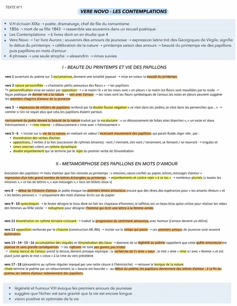 TEXTES BAC DE
FRANÇAIS TEXTE N°1
• V.H écrivain XIXe → poète, dramaturge, chef de file du romantisme
1856 → mort de sa fille 1843 → rassembl