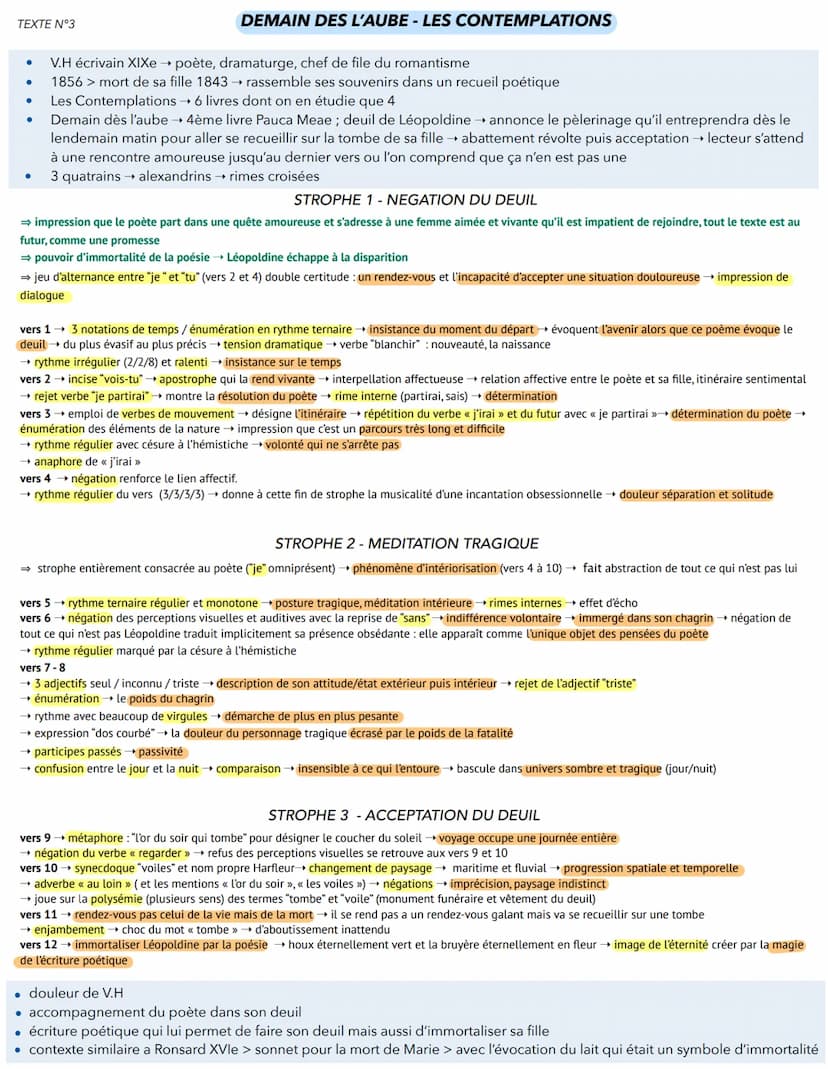 TEXTES BAC DE
FRANÇAIS TEXTE N°1
• V.H écrivain XIXe → poète, dramaturge, chef de file du romantisme
1856 → mort de sa fille 1843 → rassembl