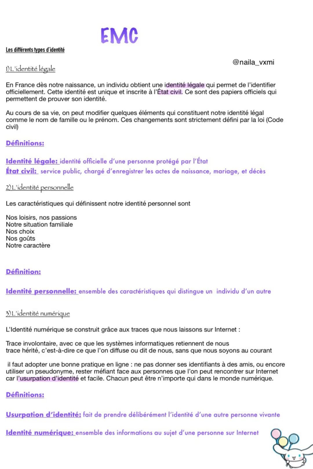 Les différents types d'identité
1)L'identité légale
En France dès notre naissance, un individu obtient une identité légale qui permet de l'i