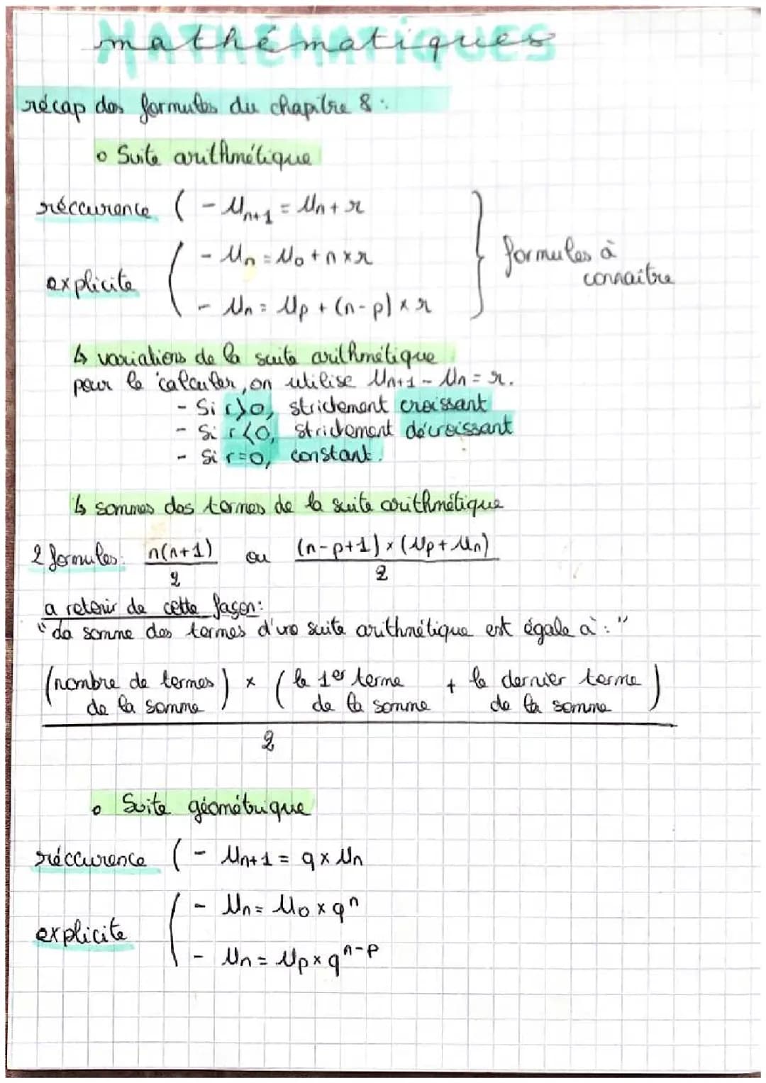 Suites arithmétiques et géométriques