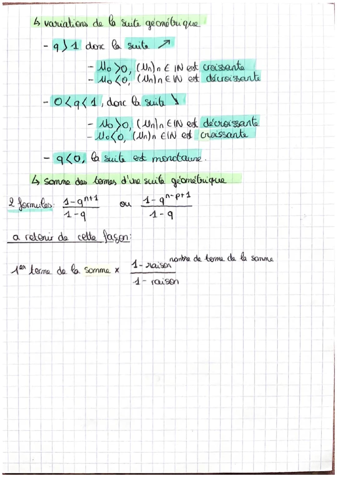 mathématiques
récap dos formules du chapitre 8:
。 Suite arithmétique
récaurence (-Un+₁ = Mn +r
"no"
•M₁=Mo+nxx
explicite (
Un = Up + (n-p) x