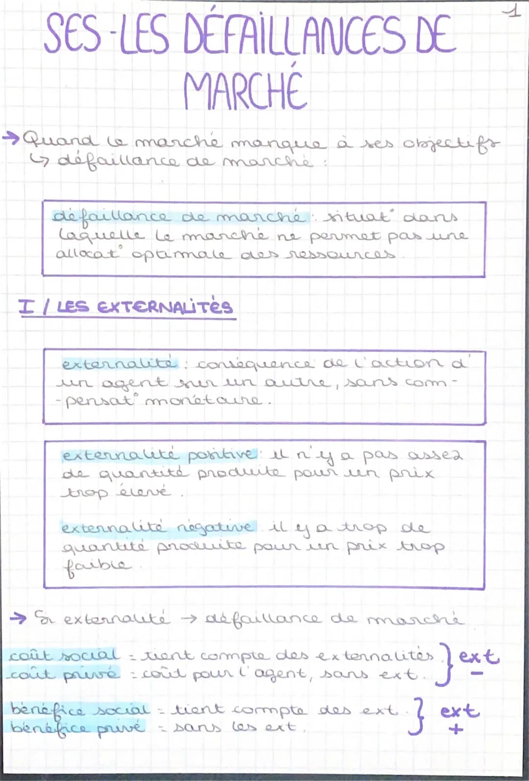 SES-LES DÉFAILLANCES DE
MARCHE
→ Quand le marché manque à ses objectifs
I défaillance de marché
défaillance de marché situat dans
laquelle l