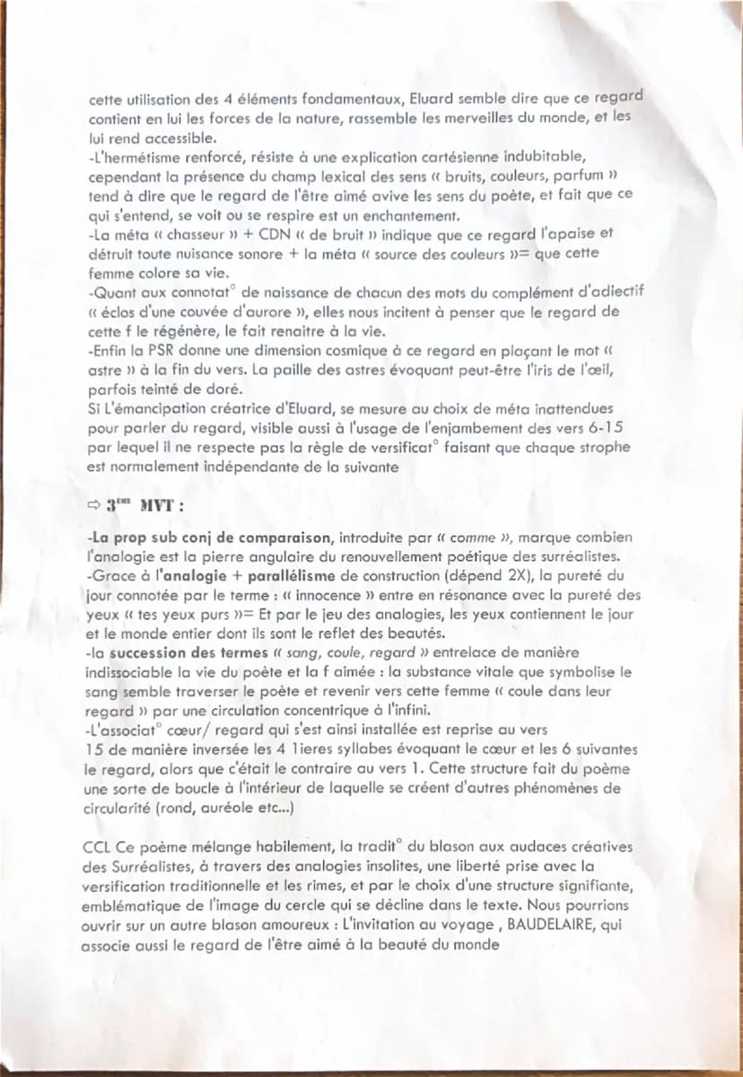 «LA COURBE DE TES YEUX »
INTRO:
• Paul Eluard est un Poète surréaliste, il écrit en 1926 « la courbe de tes teux >>
un poème composé de 3 qu