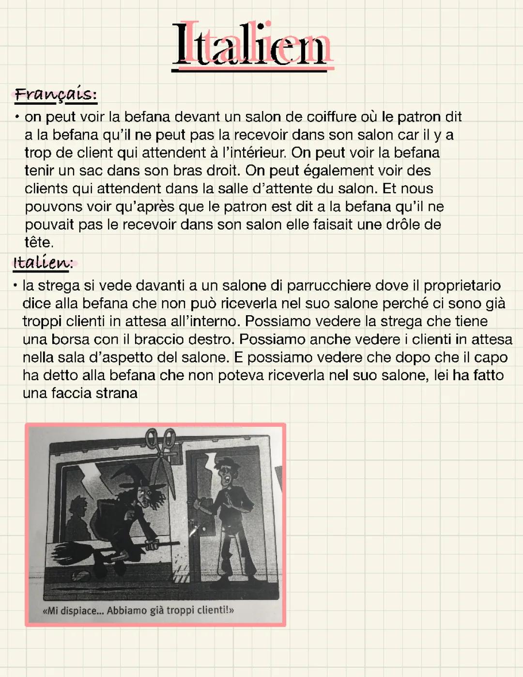 description dune image en francais et en italien sur la befana